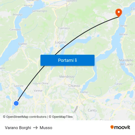 Varano Borghi to Musso map