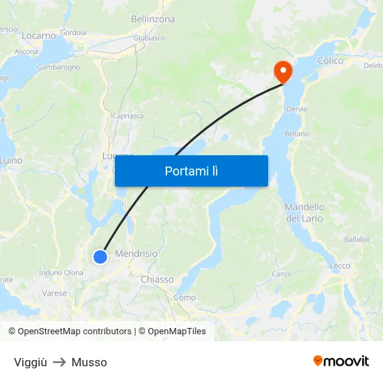 Viggiù to Musso map