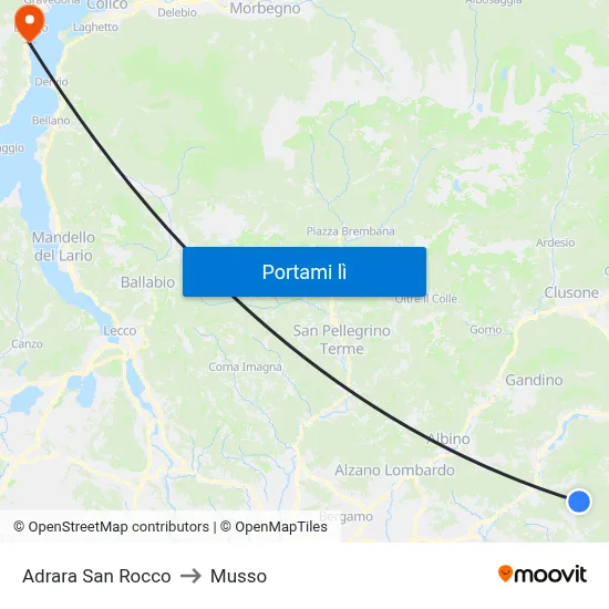 Adrara San Rocco to Musso map