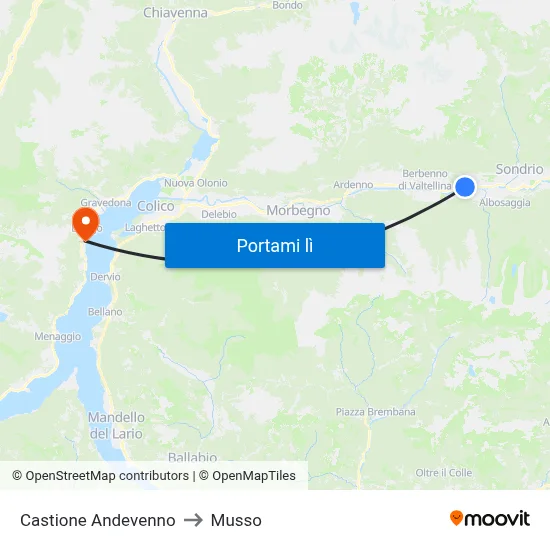 Castione Andevenno to Musso map