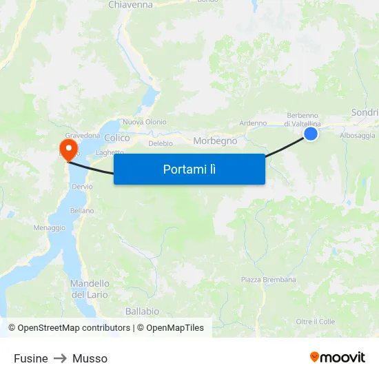 Fusine to Musso map