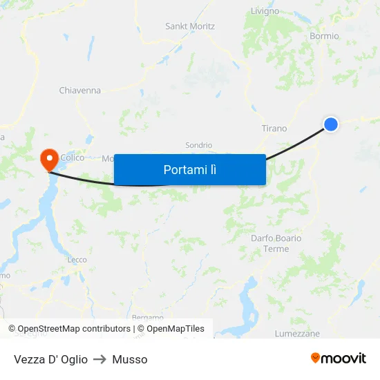 Vezza D' Oglio to Musso map