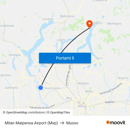 Milan Malpensa Airport (Mxp) to Musso map