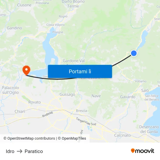 Idro to Paratico map