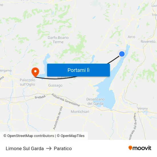 Limone Sul Garda to Paratico map