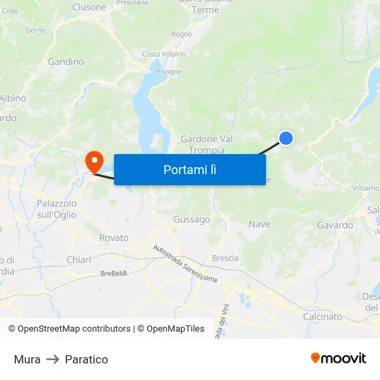 Mura to Paratico map