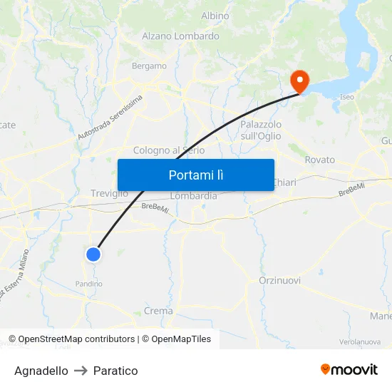 Agnadello to Paratico map