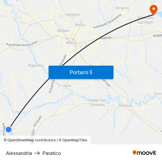 Alessandria to Paratico map