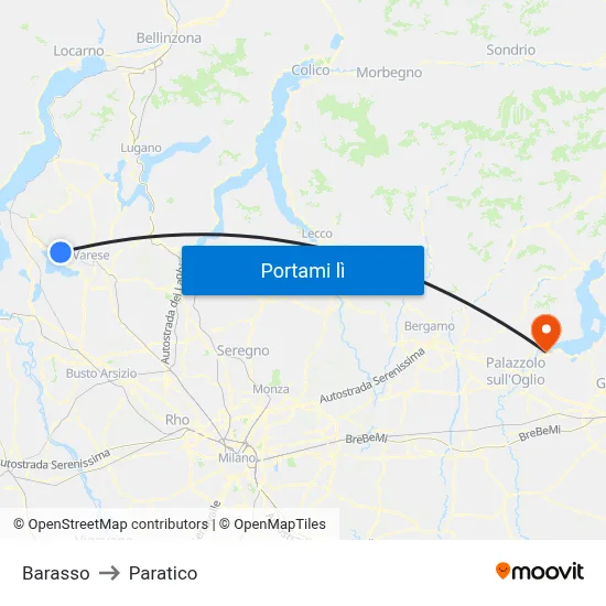 Barasso to Paratico map
