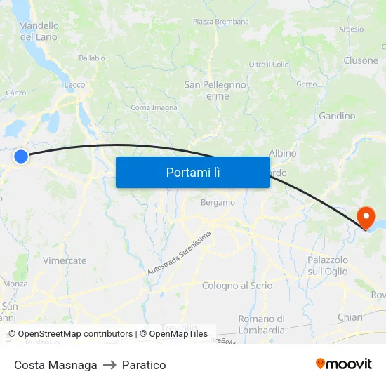 Costa Masnaga to Paratico map