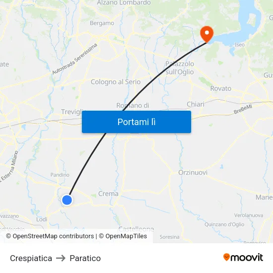 Crespiatica to Paratico map