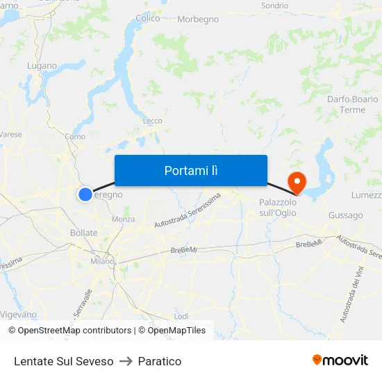 Lentate Sul Seveso to Paratico map