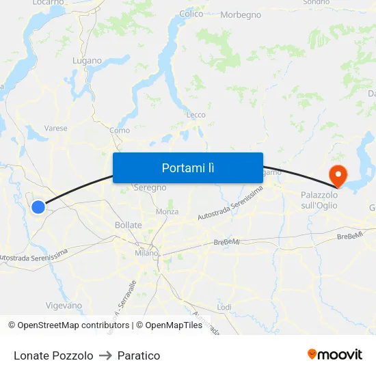 Lonate Pozzolo to Paratico map