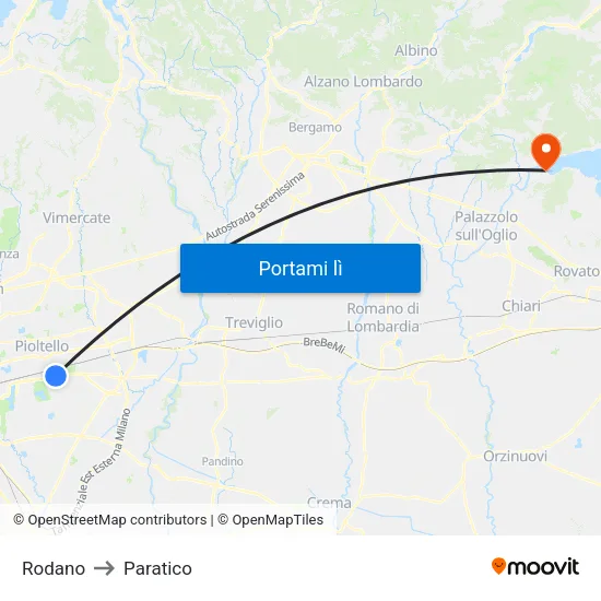 Rodano to Paratico map