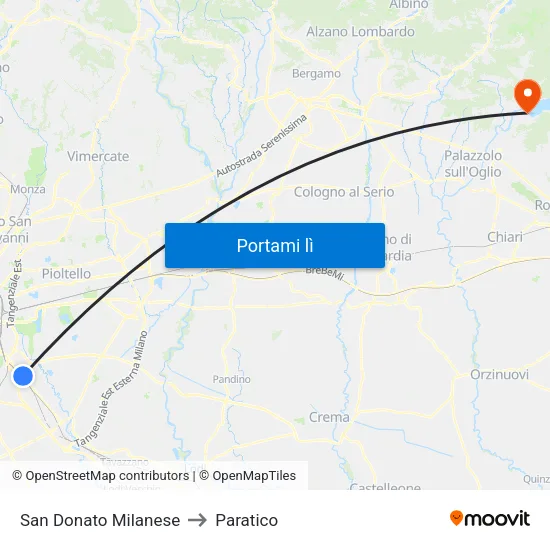 San Donato Milanese to Paratico map