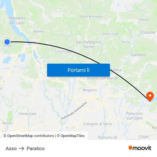 Asso to Paratico map