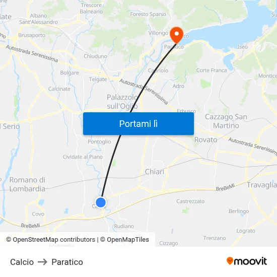 Calcio to Paratico map