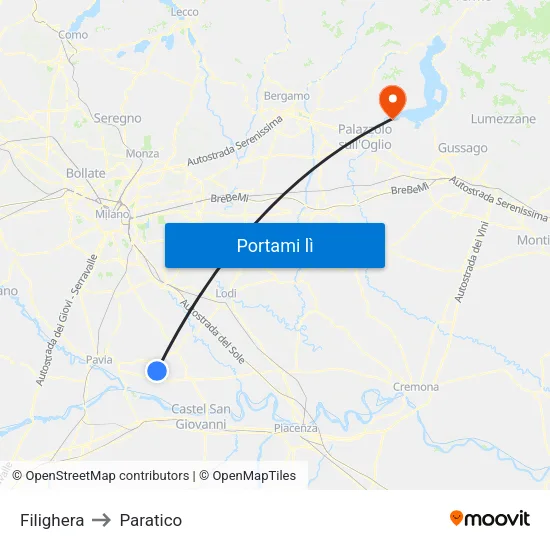 Filighera to Paratico map