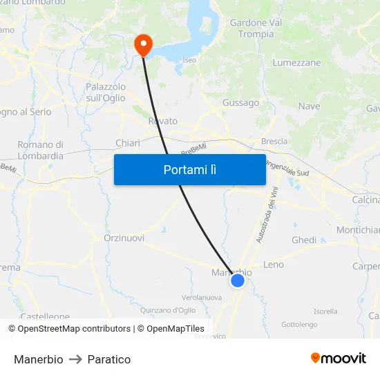 Manerbio to Paratico map