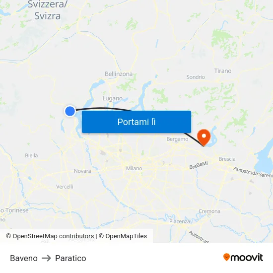 Baveno to Paratico map