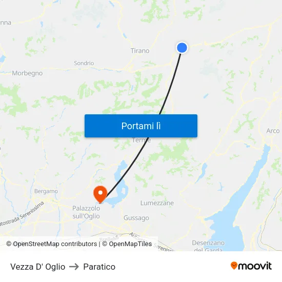 Vezza D' Oglio to Paratico map