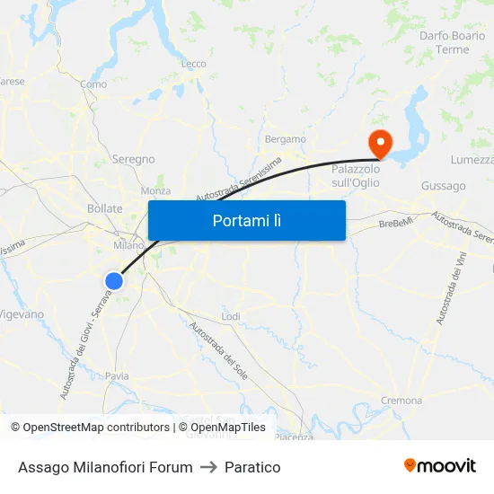 Assago Milanofiori Forum to Paratico map