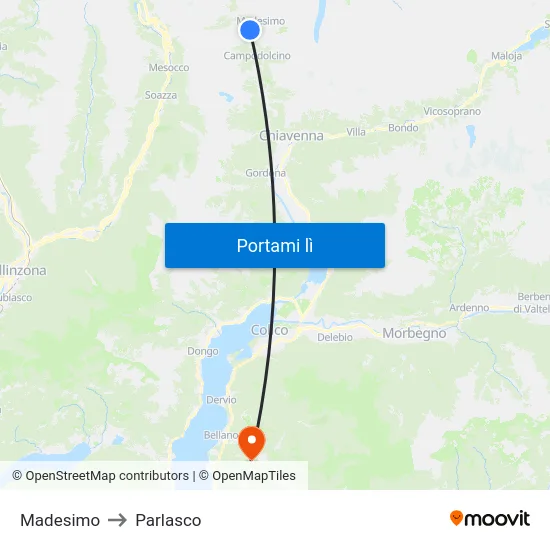 Madesimo to Parlasco map