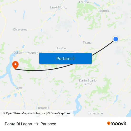 Ponte Di Legno to Parlasco map