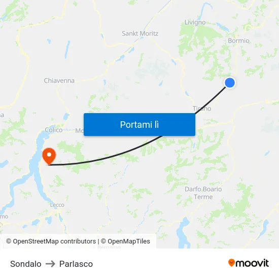 Sondalo to Parlasco map
