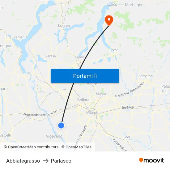 Abbiategrasso to Parlasco map