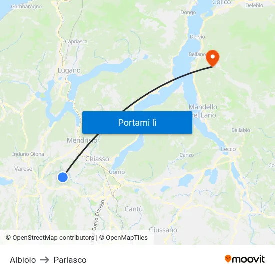 Albiolo to Parlasco map