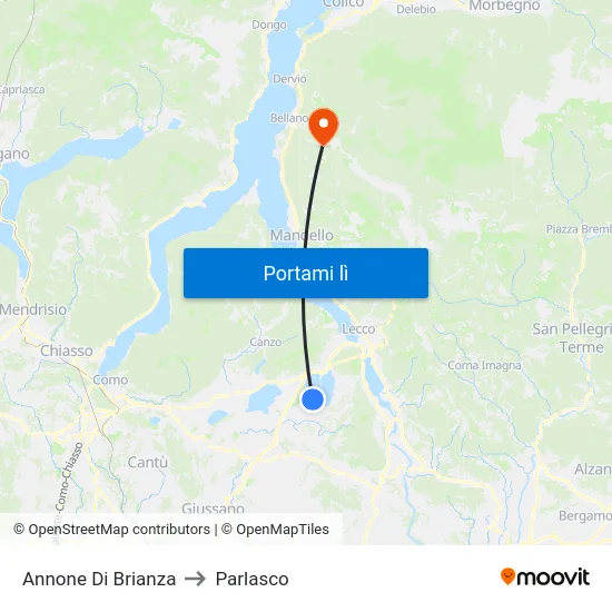Annone Di Brianza to Parlasco map