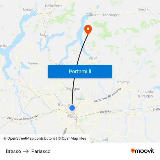 Bresso to Parlasco map