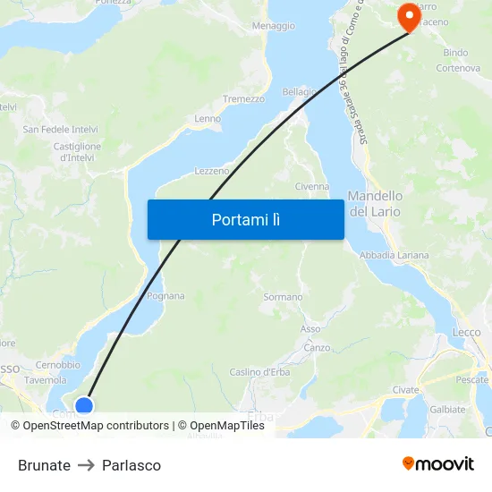 Brunate to Parlasco map