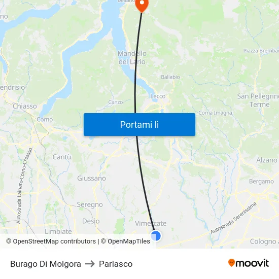 Burago Di Molgora to Parlasco map