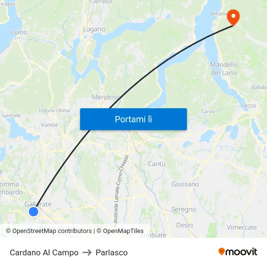 Cardano Al Campo to Parlasco map