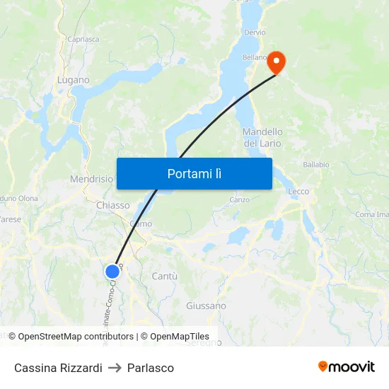 Cassina Rizzardi to Parlasco map