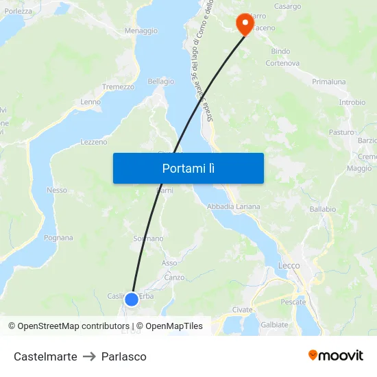Castelmarte to Parlasco map