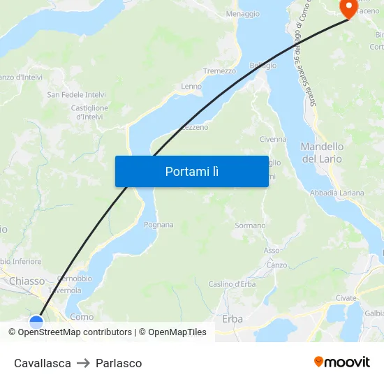 Cavallasca to Parlasco map