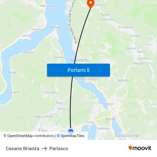 Cesana Brianza to Parlasco map