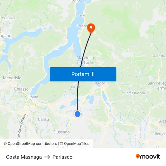 Costa Masnaga to Parlasco map