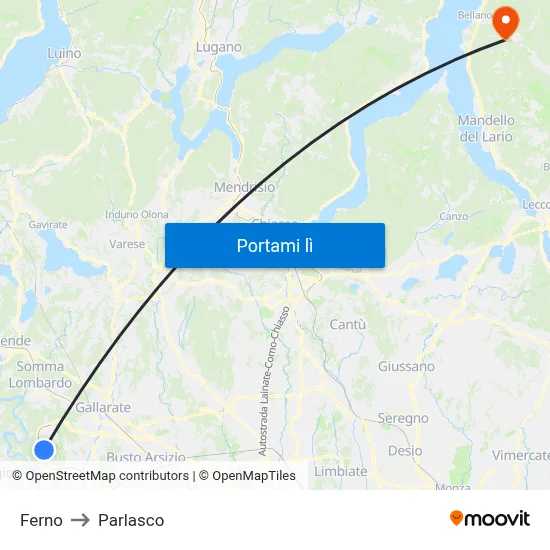 Ferno to Parlasco map