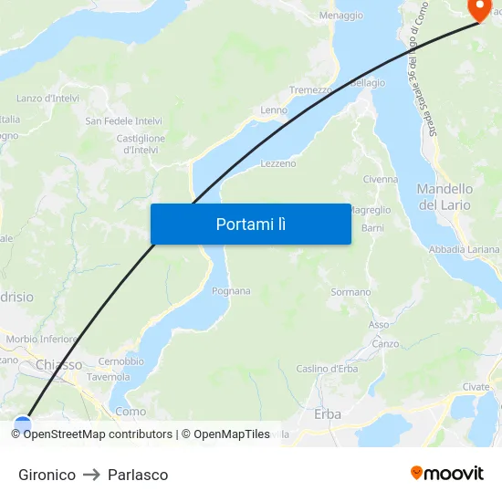 Gironico to Parlasco map