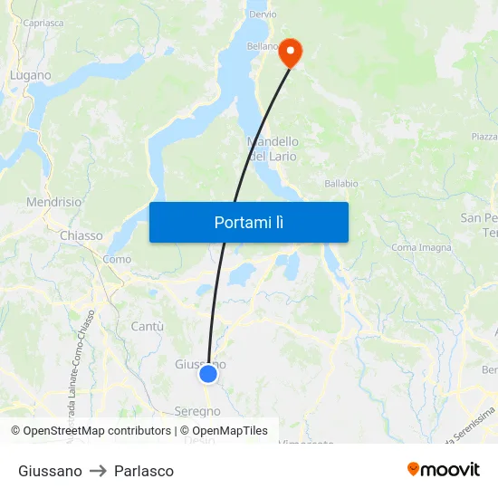 Giussano to Parlasco map