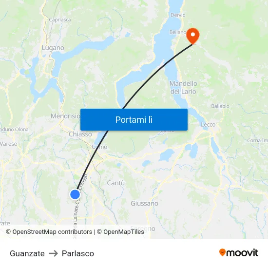 Guanzate to Parlasco map