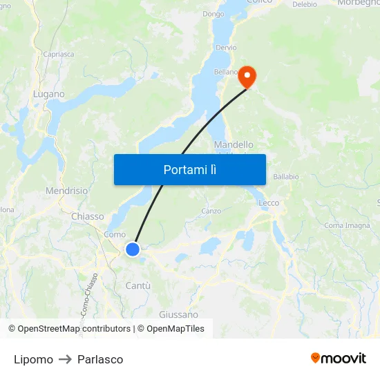 Lipomo to Parlasco map