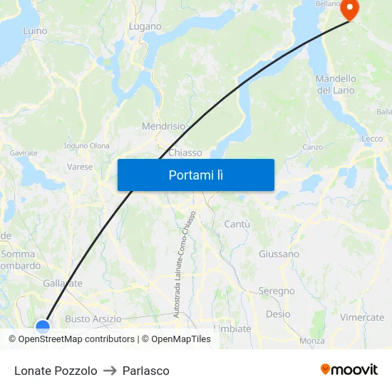 Lonate Pozzolo to Parlasco map