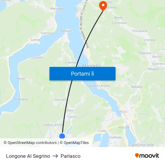 Longone Al Segrino to Parlasco map