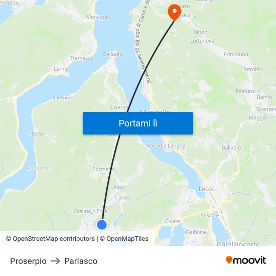 Proserpio to Parlasco map