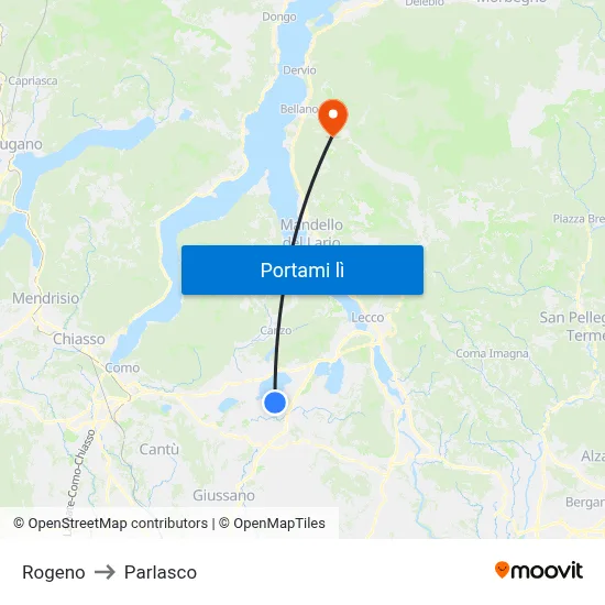 Rogeno to Parlasco map